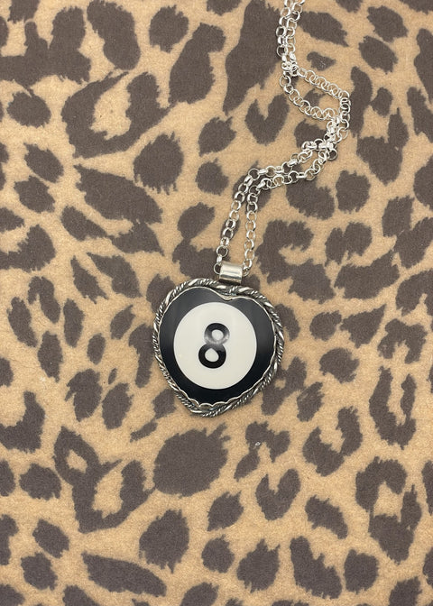 Billiard 8-Ball Black Heart Pendant