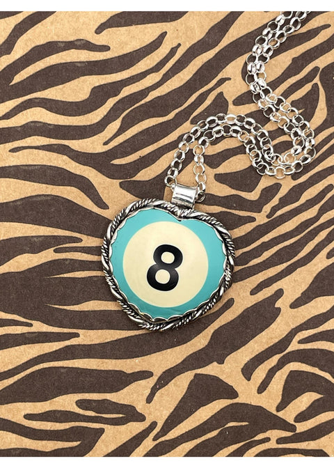 Billiard 8-Ball Heart Pendant Turquoise