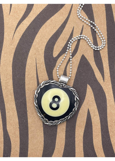 Billiard 8-Ball Black Heart Pendant