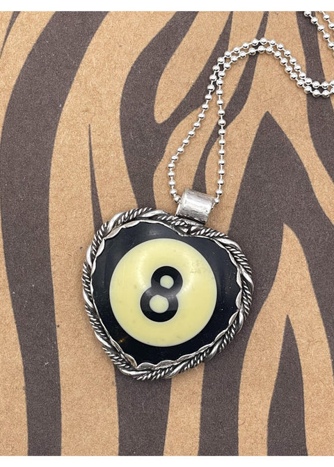 Billiard 8-Ball Black Heart Pendant