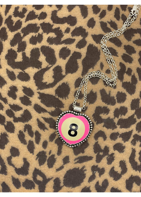 Billiard 8-Ball Pink Heart Pendant