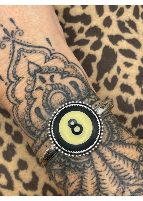 Billiard 8-Ball Black Cuff Bracelet