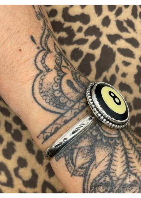 Billiard 8-Ball Black Cuff Bracelet