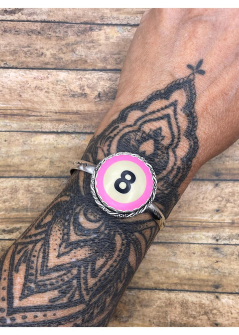 Billiard 8-Ball Pink Cuff Bracelet