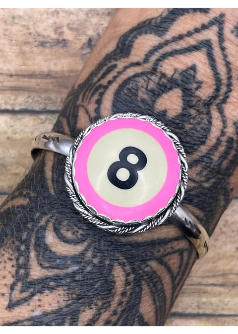 Billiard 8-Ball Pink Cuff Bracelet