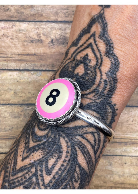 Billiard 8-Ball Pink Cuff Bracelet