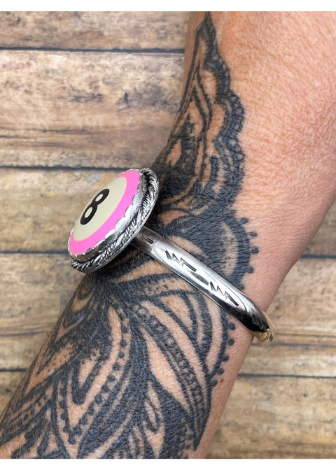 Billiard 8-Ball Pink Cuff Bracelet