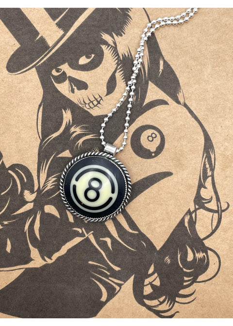 Billiard Retro 8-Ball Round Pendant
