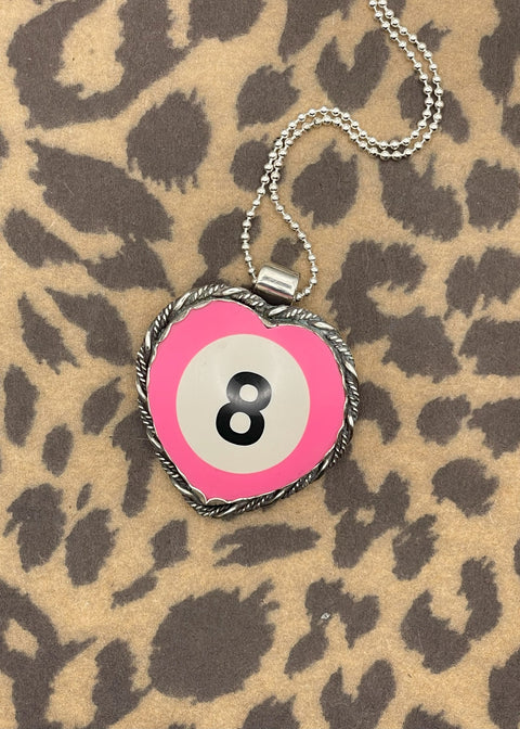 Billiard 8-Ball Pink Heart Pendant