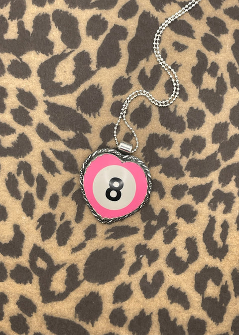 Billiard 8-Ball Pink Heart Pendant