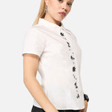 Fiona Witch Embroidered Placket Blouse