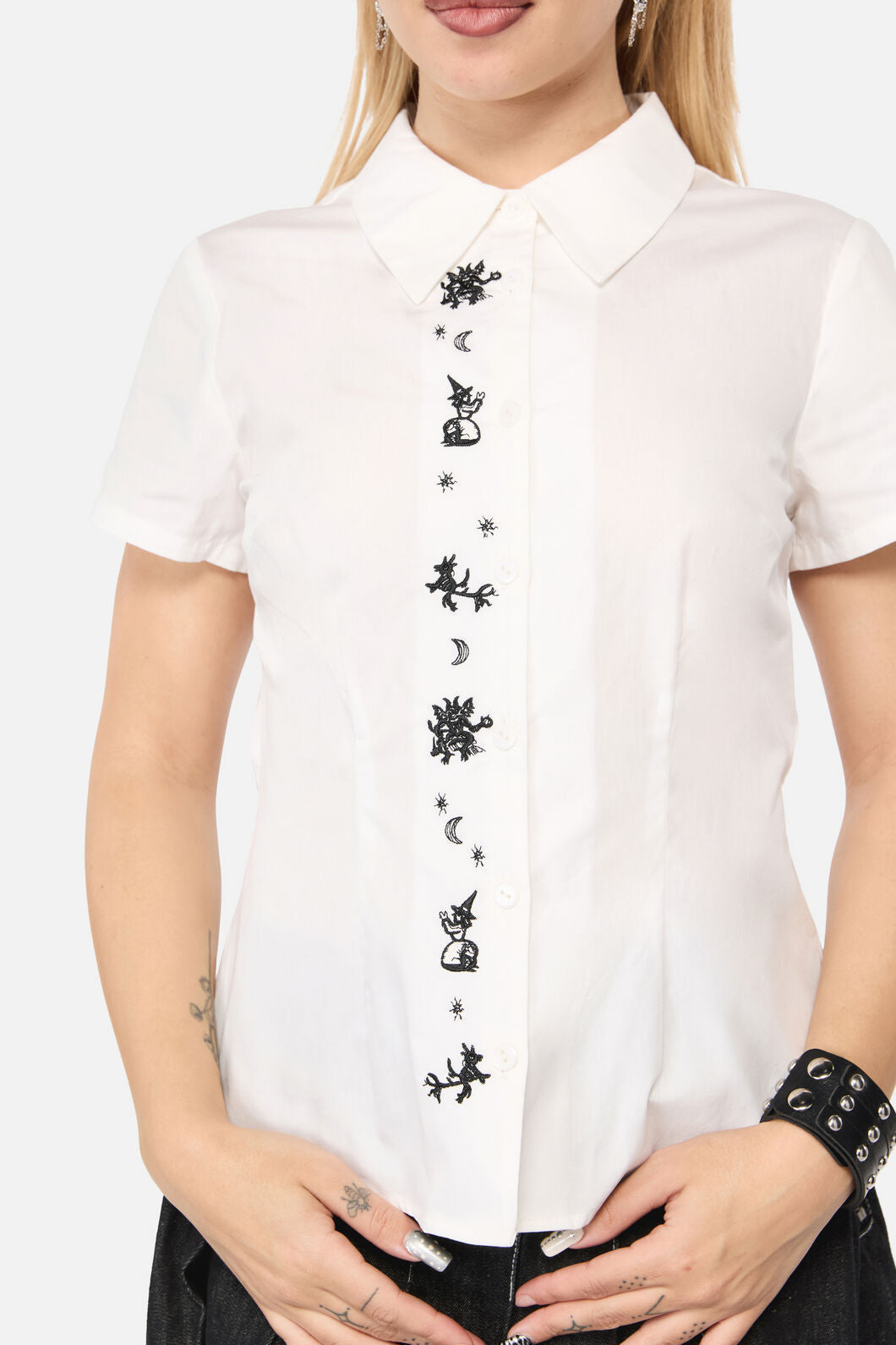 Fiona Witch Embroidered Placket Blouse