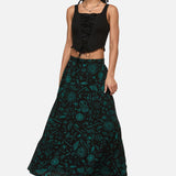 Spellbook Goth Print Midi Skirt