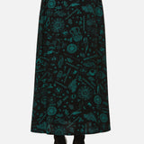 Spellbook Goth Print Midi Skirt