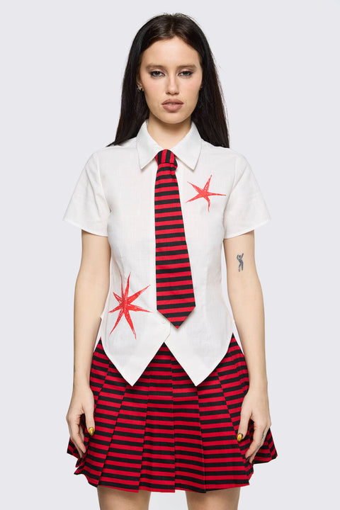 Trad Emo Tie Fitted Blouse