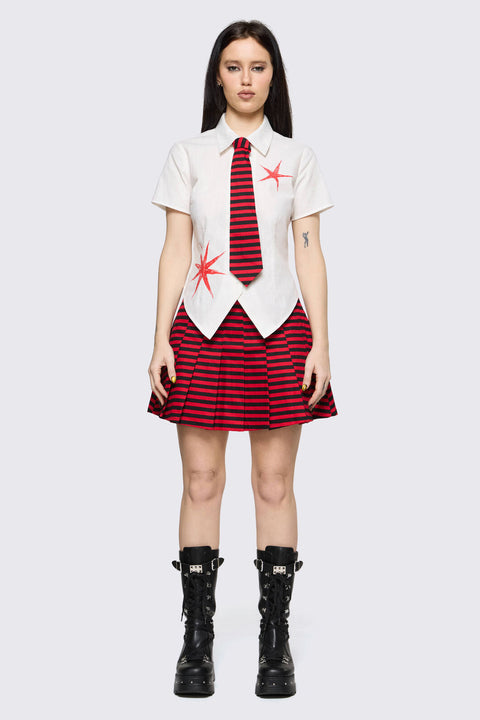 Trad Emo Tie Fitted Blouse
