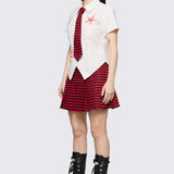 Trad Emo Tie Fitted Blouse