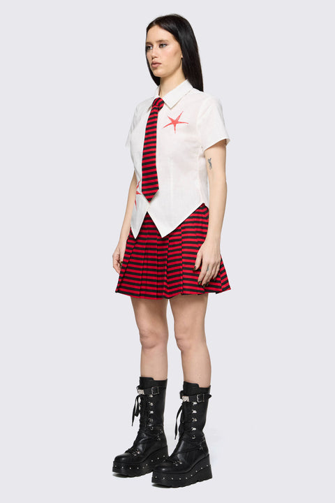Trad Emo Tie Fitted Blouse