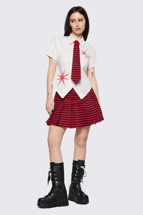 Trad Emo Tie Fitted Blouse