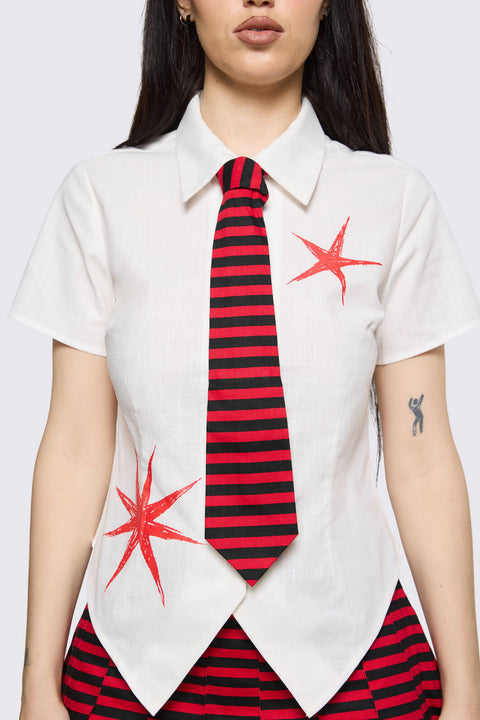 Trad Emo Tie Fitted Blouse