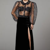 Sheer Gothic Puff Shoulder Blouse