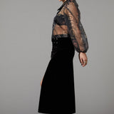 Sheer Gothic Puff Shoulder Blouse