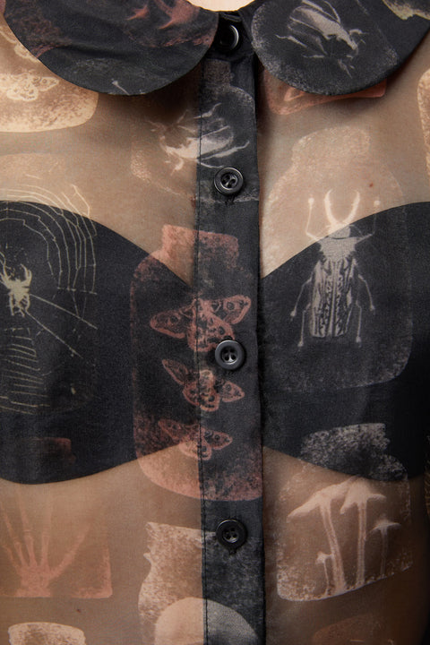 Sheer Gothic Puff Shoulder Blouse