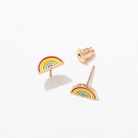 Rainbow Stud Enamel Earrings