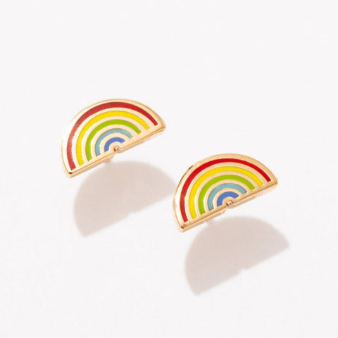 Rainbow Stud Enamel Earrings