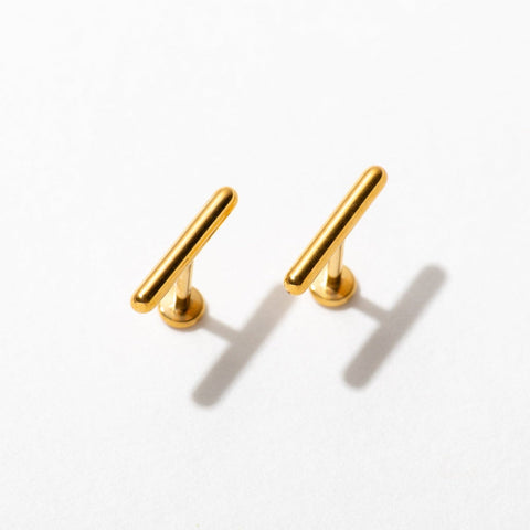 Tiny Bar Flat Back Stud Earrings