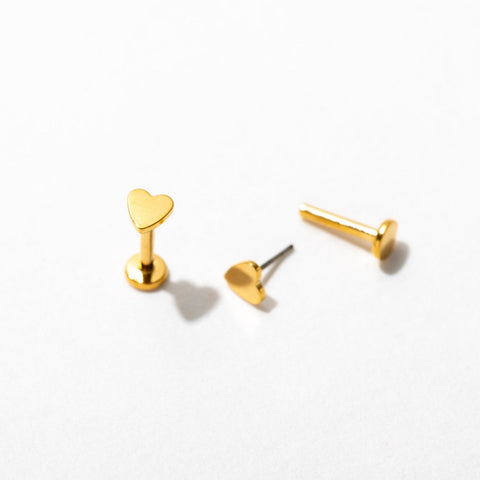 Tiny Heart Flat Back Stud Earrings