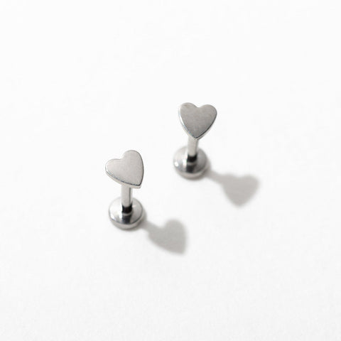 Tiny Heart Flat Back Stud Earrings