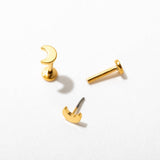 Tiny Moon Flat Back Stud Earrings