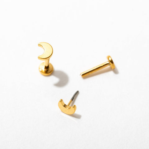 Tiny Moon Flat Back Stud Earrings