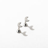 Tiny Moon Flat Back Stud Earrings