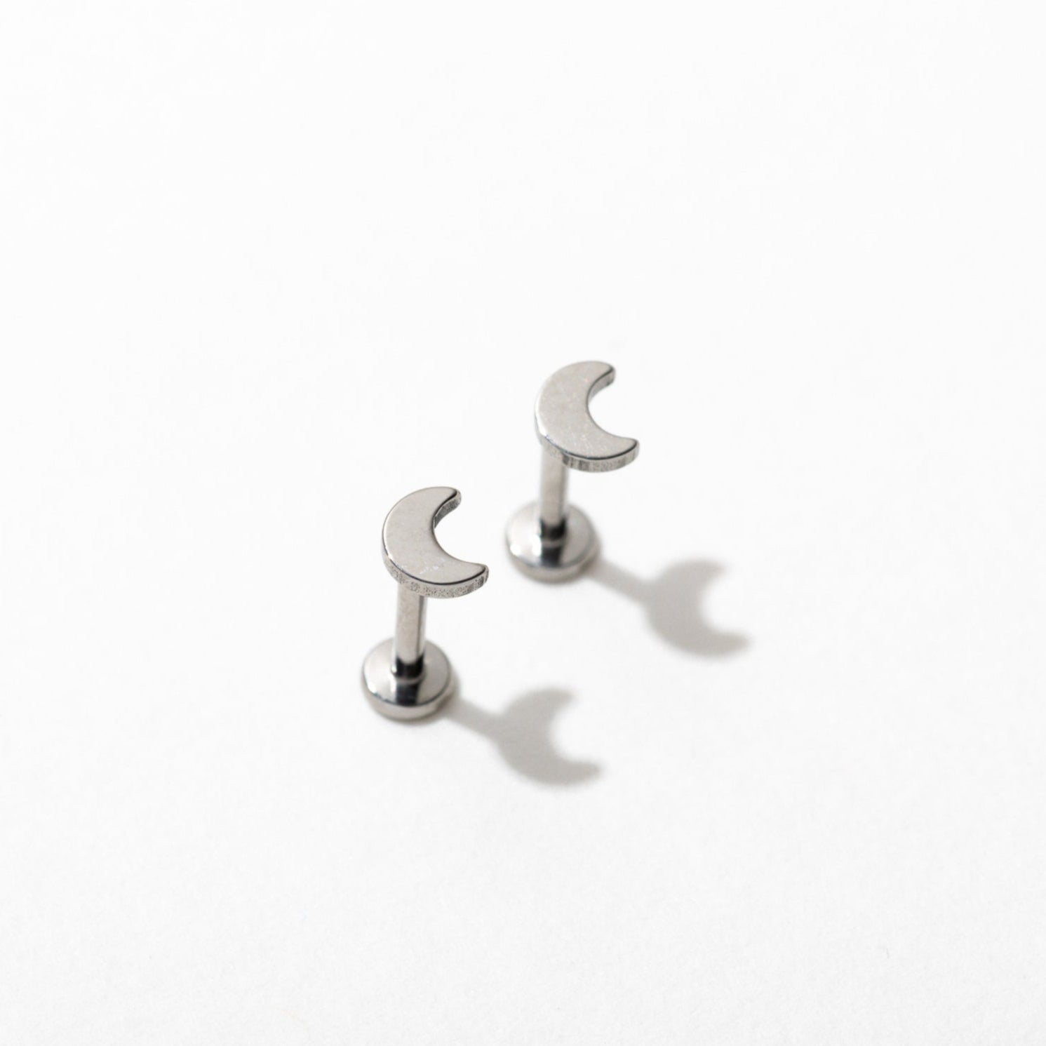 Tiny Moon Flat Back Stud Earrings