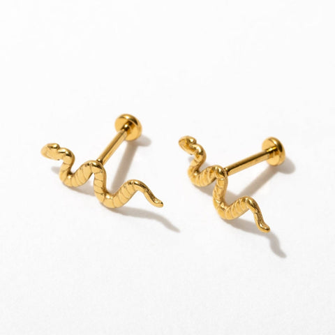 Snake Flat Back Stud Earrings