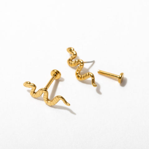 Snake Flat Back Stud Earrings