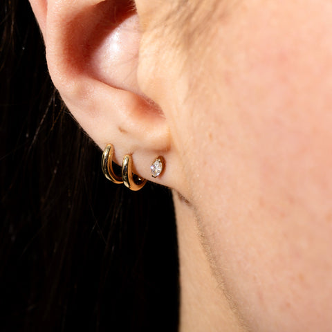 Tiny Marquise Flat Back Stud Earrings CZ