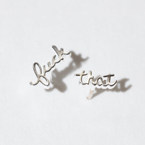 Fuck That Script Stud Earrings