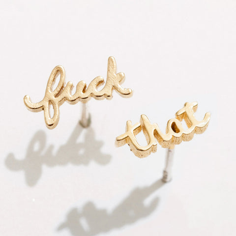 Fuck That Script Stud Earrings