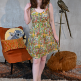 Mushrooms Fit & Flare Midi Dress in Olive