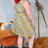 Mushrooms Fit & Flare Midi Dress in Olive