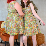 Mushrooms Fit & Flare Midi Dress in Olive
