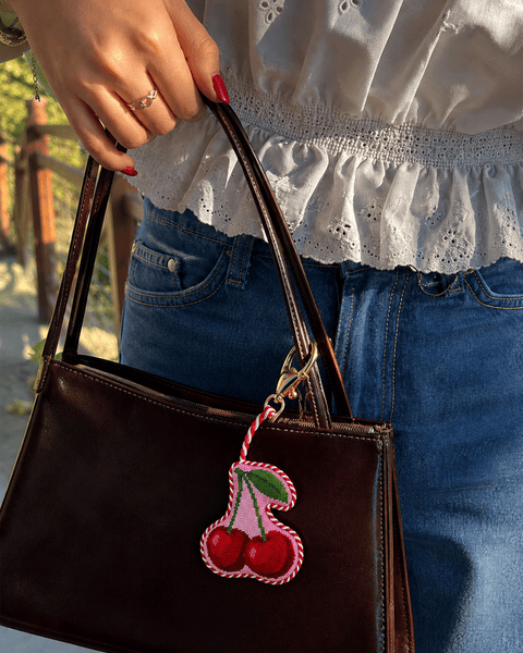 Needlepoint Bag Charm - Cherries