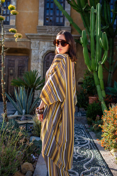 Bank Striped Tunic Caftan Set