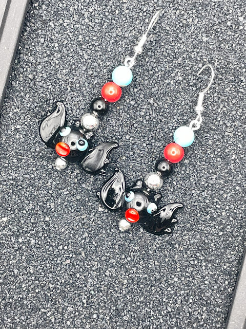 Salem Glass Bead Bat Earrings