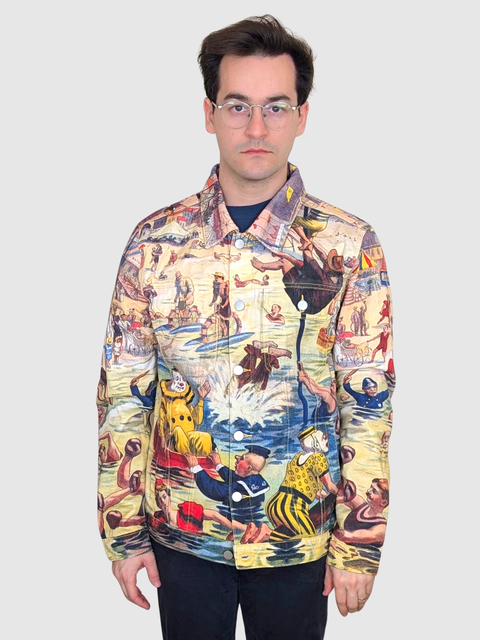 Unisex Bathing Clown Denim Jacket
