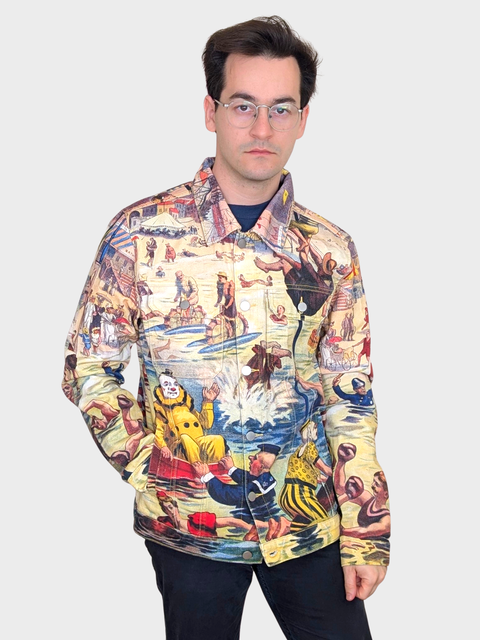 Unisex Bathing Clown Denim Jacket