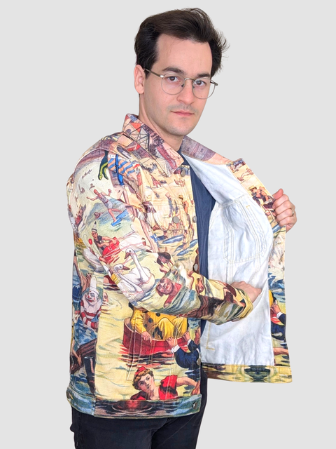 Unisex Bathing Clown Denim Jacket